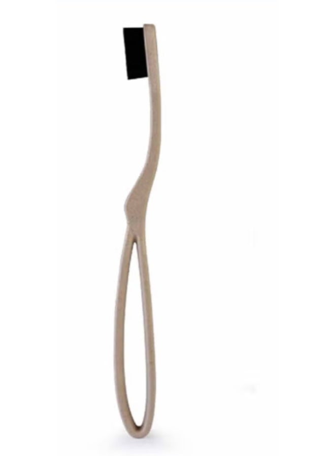 فرشاة أسنان متوسطة الحجم مريحة وصديقة للبيئة بمقبض من قشر الأرز